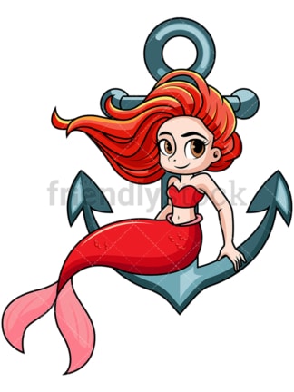 Mermaid sitting on anchor. PNG - JPG and vector EPS file formats (infinitely scalable). Image isolated on transparent background.
