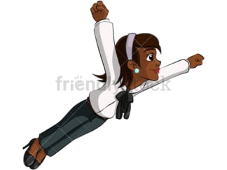 Superhero black business woman - Image isolated on transparent background. PNG