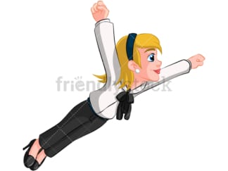 Superhero business woman flying - Image isolated on transparent background. PNG