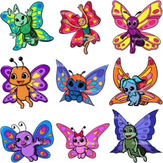 Cute butterflies. PNG - JPG and vector EPS file formats (infinitely scalable). Image isolated on transparent background.