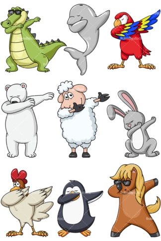 Dabbing animals no8. PNG - JPG and vector EPS file formats (infinitely scalable). Images isolated on transparent background.