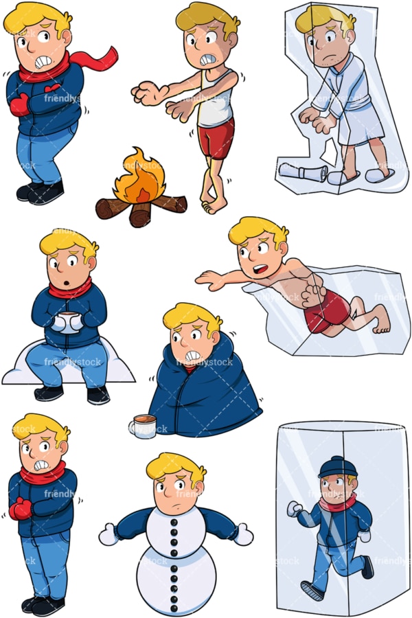 Man in the cold. PNG - JPG and vector EPS file formats (infinitely scalable). Images isolated on transparent background.
