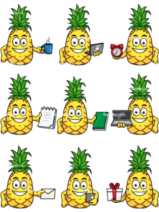 Pineapple emoji. PNG - JPG and vector EPS file formats (infinitely scalable). Image isolated on transparent background.