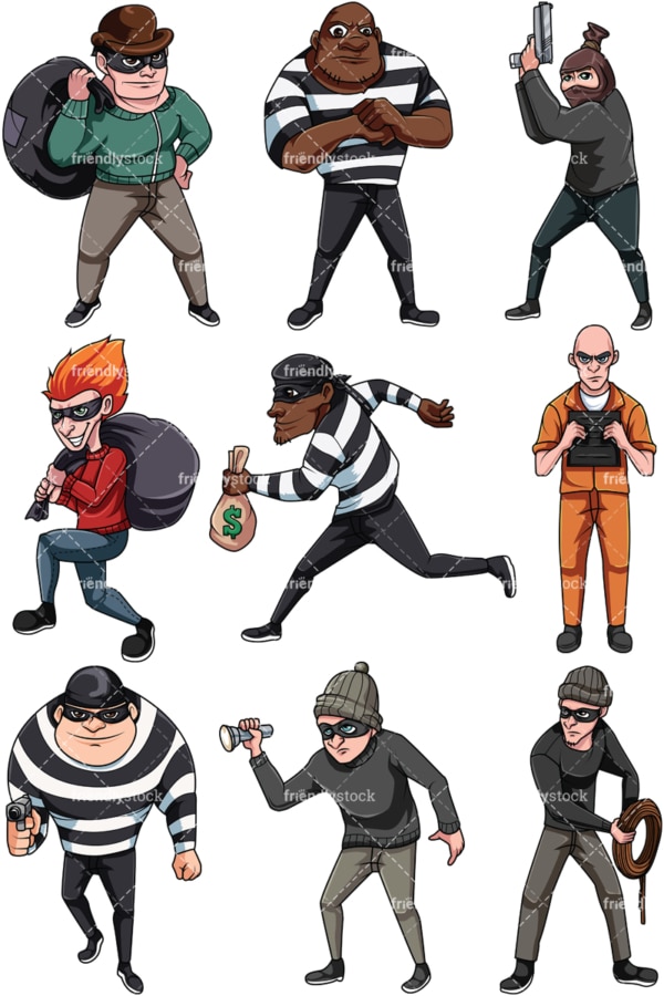Thieves and criminals. PNG - JPG and vector EPS file formats (infinitely scalable). Image isolated on transparent background.