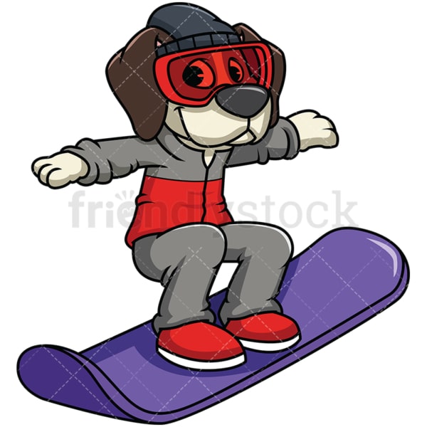 Beagle dog snowboarding. PNG - JPG and vector EPS file formats (infinitely scalable). Image isolated on transparent background.