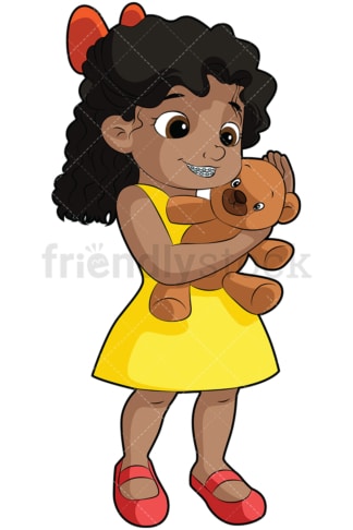 Black girl with braces. PNG - JPG and vector EPS file formats (infinitely scalable). Image isolated on transparent background.