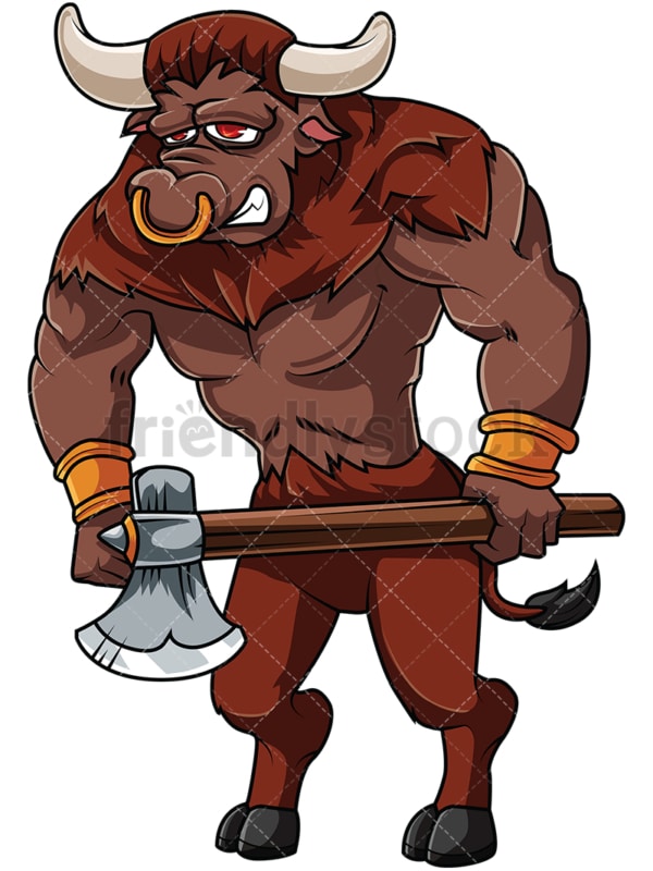 Minotaur holding axe. PNG - JPG and vector EPS file formats (infinitely scalable). Image isolated on transparent background.
