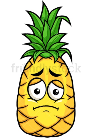 Pineapple feeling sad. PNG - JPG and vector EPS file formats (infinitely scalable). Image isolated on transparent background.