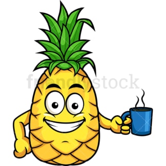 Pineapple holding coffee. PNG - JPG and vector EPS file formats (infinitely scalable). Image isolated on transparent background.