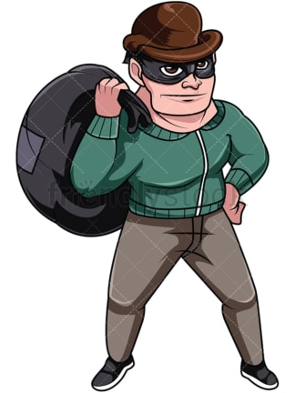 Thief carrying loot. PNG - JPG and vector EPS file formats (infinitely scalable). Image isolated on transparent background.