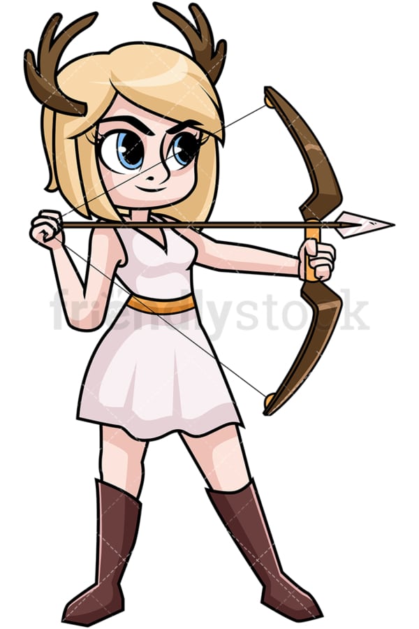 Artemis goddess of the hunt. PNG - JPG and vector EPS file formats (infinitely scalable). Image isolated on transparent background.