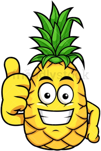 Grinning pineapple thumbs up. PNG - JPG and vector EPS file formats (infinitely scalable). Image isolated on transparent background.