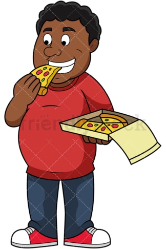 Fat Man Eating A Lot Of Food Cartoon Vector Clipart - FriendlyStock