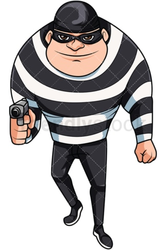 Mugger holding gun. PNG - JPG and vector EPS file formats (infinitely scalable). Image isolated on transparent background.