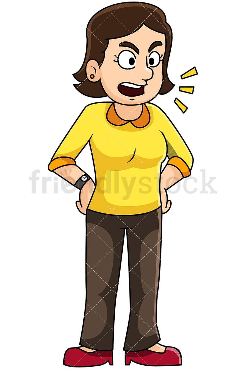 Download Angry Woman Yelling Vector Cartoon Clipart - FriendlyStock