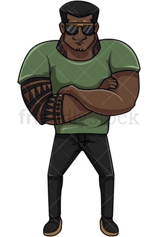 Black guy with tattoos. PNG - JPG and vector EPS file formats (infinitely scalable). Image isolated on transparent background.