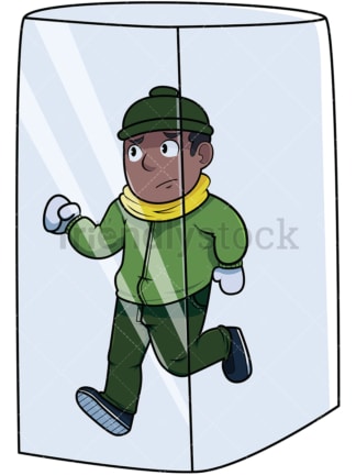 Black man trapped in ice cube. PNG - JPG and vector EPS file formats (infinitely scalable). Image isolated on transparent background.