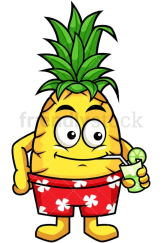 Hawaiian pineapple drinking mojito. PNG - JPG and vector EPS file formats (infinitely scalable). Image isolated on transparent background.
