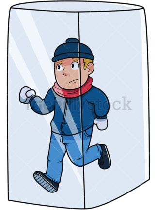 Man in ice cube. PNG - JPG and vector EPS file formats (infinitely scalable). Image isolated on transparent background.