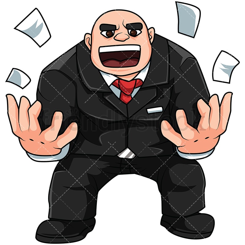 Angry Boss Man Cartoon Vector Clipart - FriendlyStock