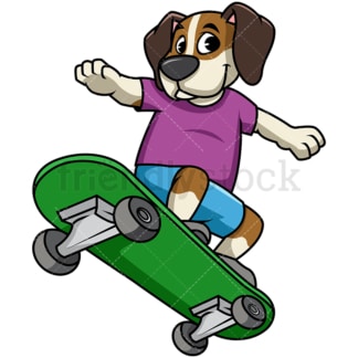Beagle dog skateboarding. PNG - JPG and vector EPS file formats (infinitely scalable). Image isolated on transparent background.