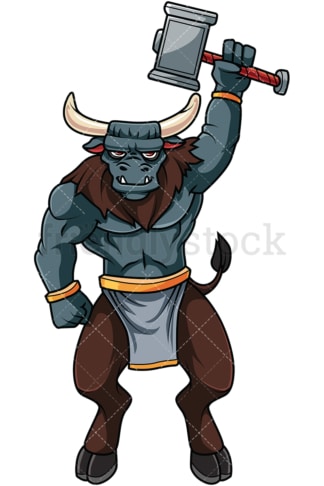 Victorious minotaur warrior. PNG - JPG and vector EPS file formats (infinitely scalable). Image isolated on transparent background.