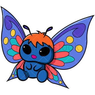 Adorable boy butterfly sitting. PNG - JPG and vector EPS file formats (infinitely scalable). Image isolated on transparent background.