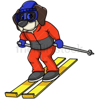 Beagle dog skiing. PNG - JPG and vector EPS file formats (infinitely scalable). Image isolated on transparent background.