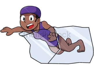 Black female swimmer in ice water. PNG - JPG and vector EPS file formats (infinitely scalable). Image isolated on transparent background.