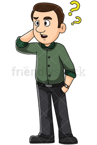 Confused man scratching head. PNG - JPG and vector EPS file formats (infinitely scalable). Image isolated on transparent background.