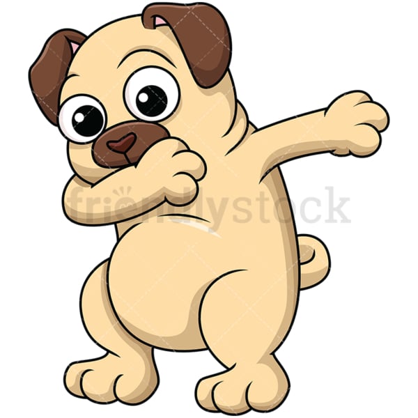 Dabbing pug dog. PNG - JPG and vector EPS file formats (infinitely scalable). Image isolated on transparent background.