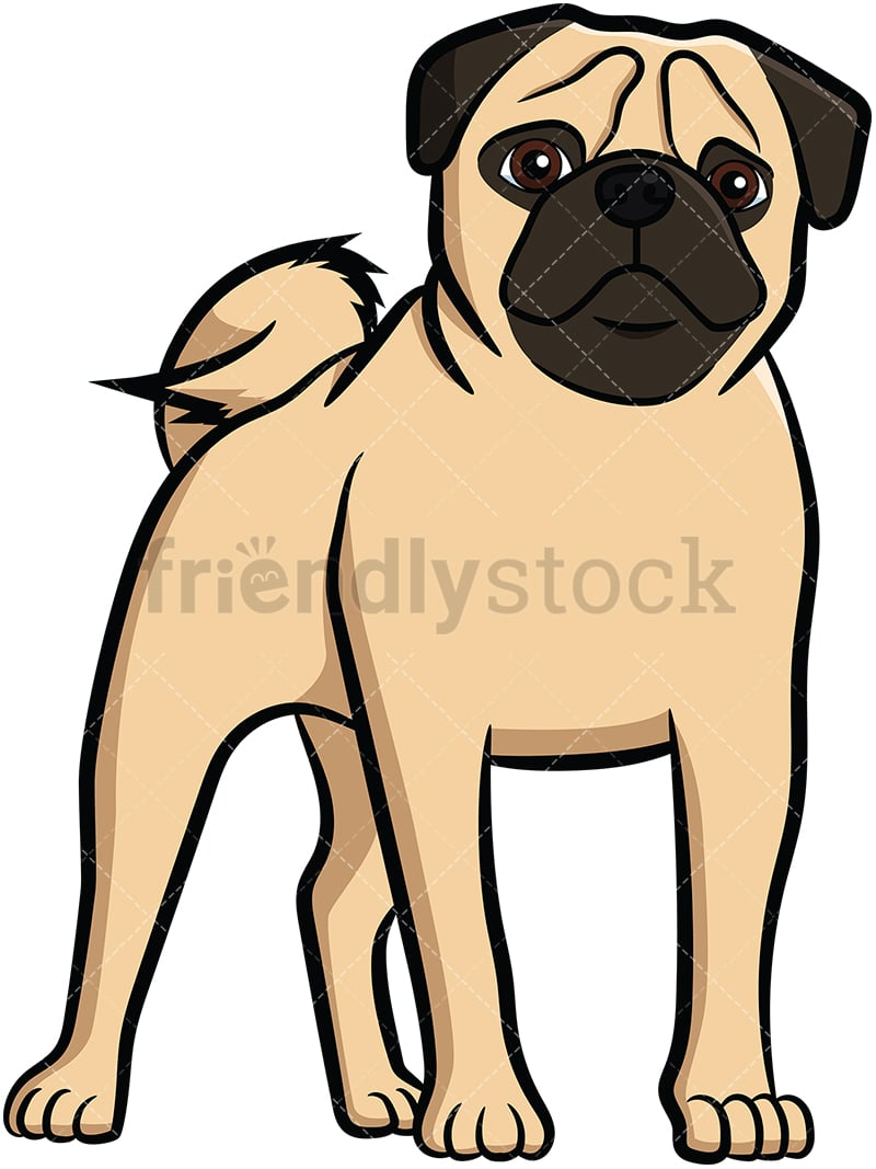アプリコットパグ犬立っている漫画ベクトルクリップアート-FriendlyStock