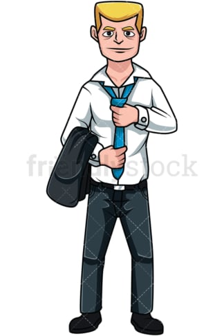 Boss man tying his tie. PNG - JPG and vector EPS file formats (infinitely scalable). Image isolated on transparent background.
