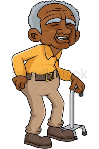 Black old man with hip pain. PNG - JPG and vector EPS file formats (infinitely scalable). Image isolated on transparent background.