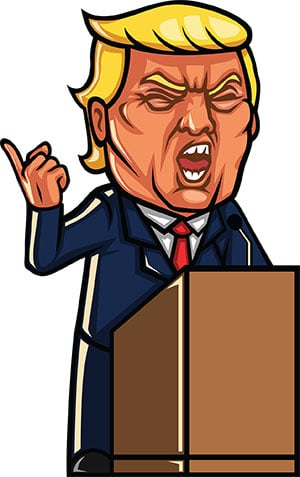 Donald Trump giving an angry speech