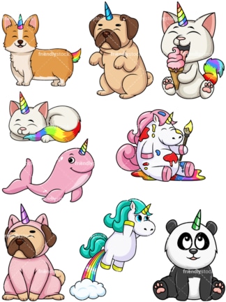 Animal unicorns. PNG - JPG and vector EPS file formats (infinitely scalable). Image isolated on transparent background.