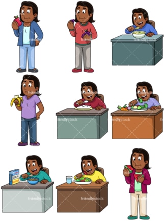 Black woman enjoying healthy. PNG - JPG and vector EPS. Images isolated on transparent background.