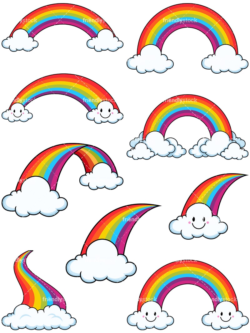 Download Colorful Rainbows Cartoon Vector Clipart - FriendlyStock