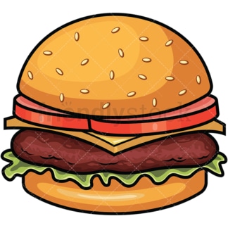 Hamburger with cheese and lettuce. PNG - JPG and vector EPS file formats (infinitely scalable). Images isolated on transparent background.