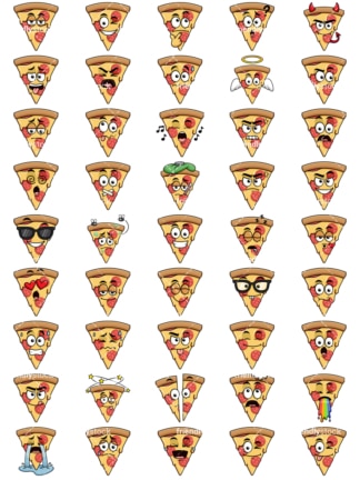 Pizza emoticons bundle. PNG - JPG and vector EPS file formats (infinitely scalable). Images isolated on transparent background.