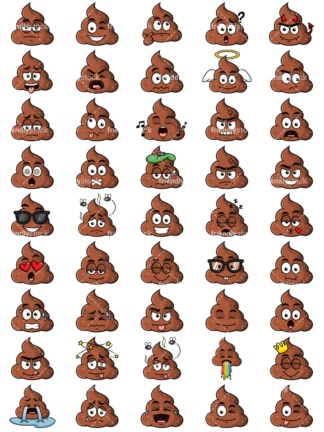 Poop emoticons bundle. PNG - JPG and vector EPS file formats (infinitely scalable). Images isolated on transparent background.