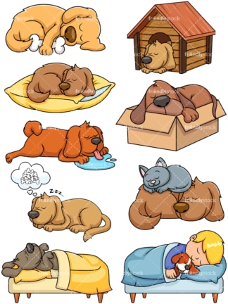 Sleeping dogs. PNG - JPG and vector EPS file formats (infinitely scalable). Image isolated on transparent background.