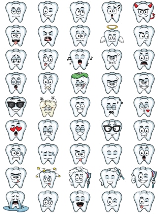 Tooth emoticons bundle. PNG - JPG and vector EPS file formats (infinitely scalable). Images isolated on transparent background.