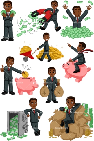Wealthy black business man. PNG - JPG and vector EPS (infinitely scalable). Images isolated on transparent background.