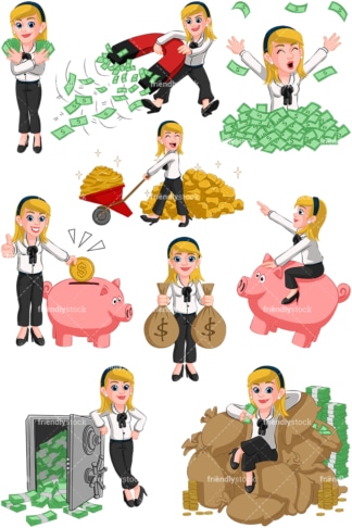Wealthy businesswoman. PNG - JPG and vector EPS (infinitely scalable). Images isolated on transparent background.