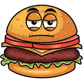 Heavy eyes hamburger emoticon. PNG - JPG and vector EPS file formats (infinitely scalable). Image isolated on transparent background.