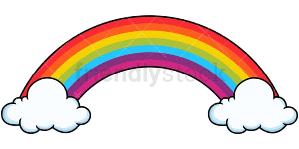 Long rainbow with cloud bases. PNG - JPG and vector EPS file formats (infinitely scalable). Image isolated on transparent background.