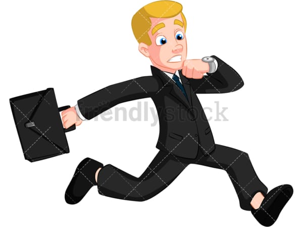 Rushed businessman running late. PNG - JPG and vector EPS (infinitely scalable). Image isolated on transparent background.