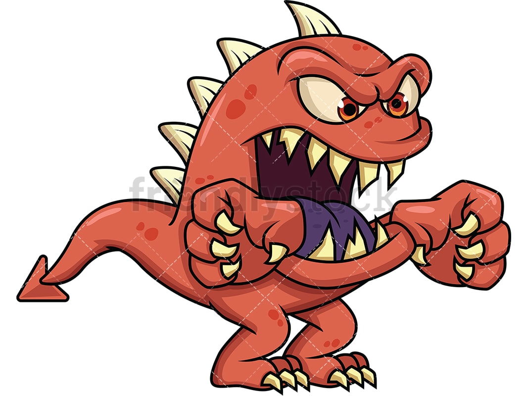 Scary monster with sharp teeth. PNG - JPG and vector EPS (infinitely scalable). Image isolated on transparent background.