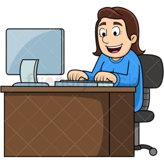 Woman working on computer. PNG - JPG and vector EPS file formats (infinitely scalable). Image isolated on transparent background.